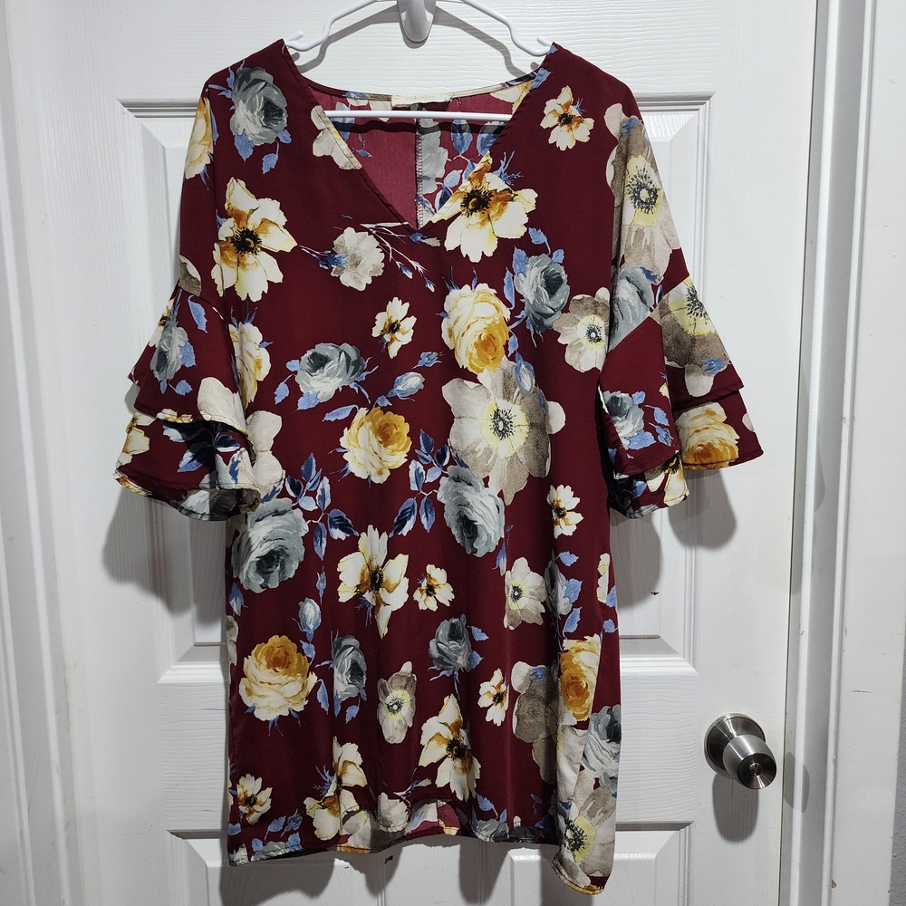 Floral Burgundy Mini Dress
